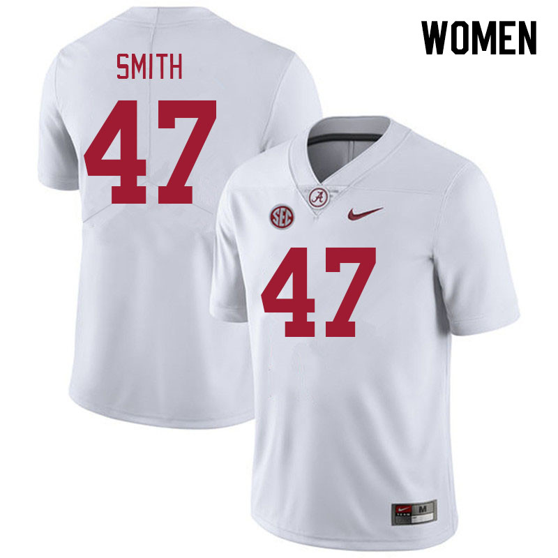 Women #47 James Smith Alabama Crimson Tide College Footabll Jerseys Stitched-White